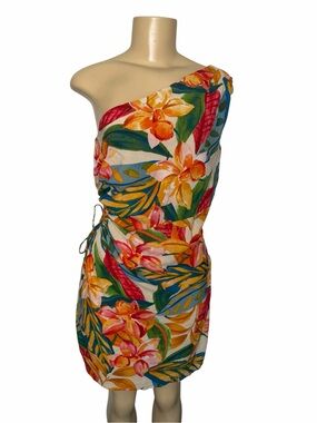 Wren the label x Anthropologie Floral one shoulder side cut out Dress medium